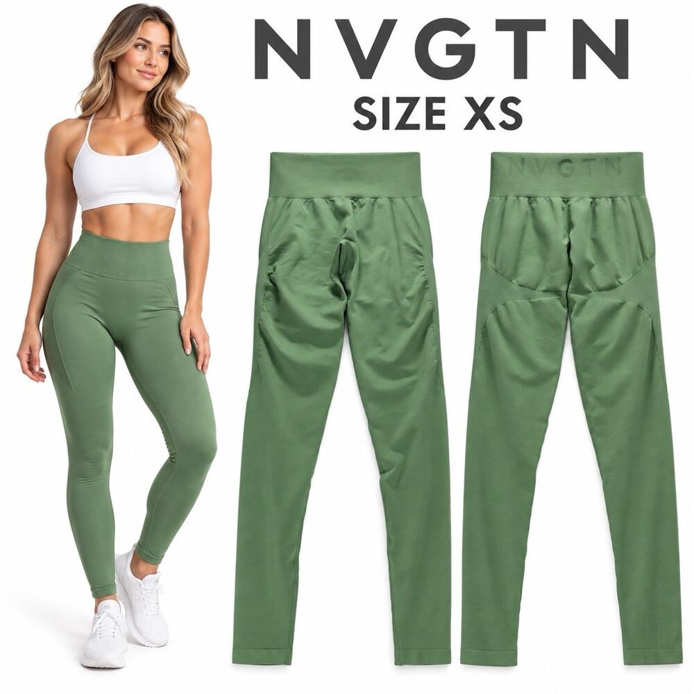NVGTN Women’s XS Green Seamless Compression Leggings High Rise Gym Workout